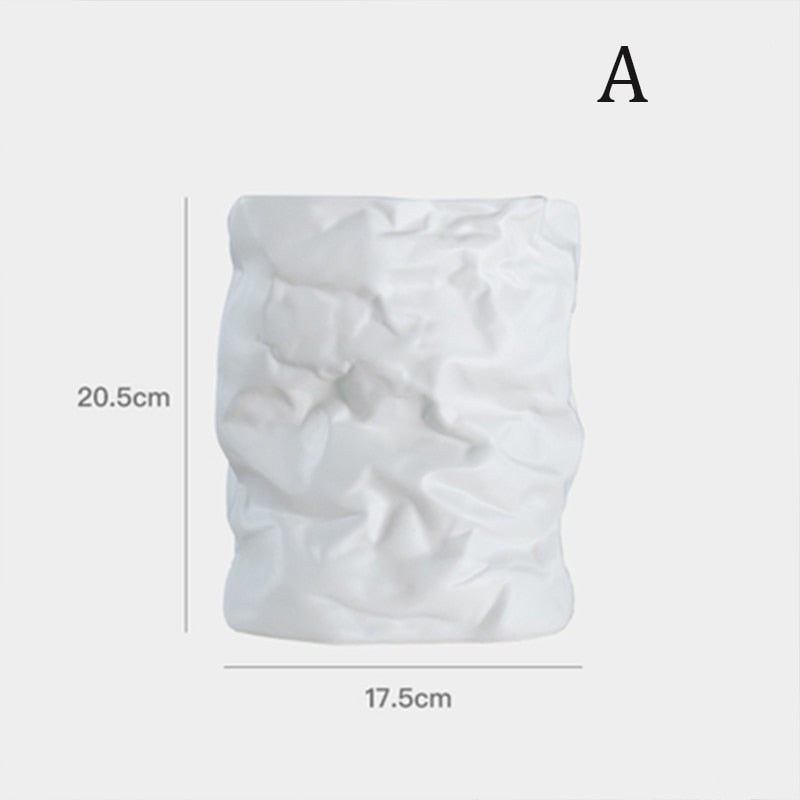 Minimalist Ceramic Paper Bag Vase