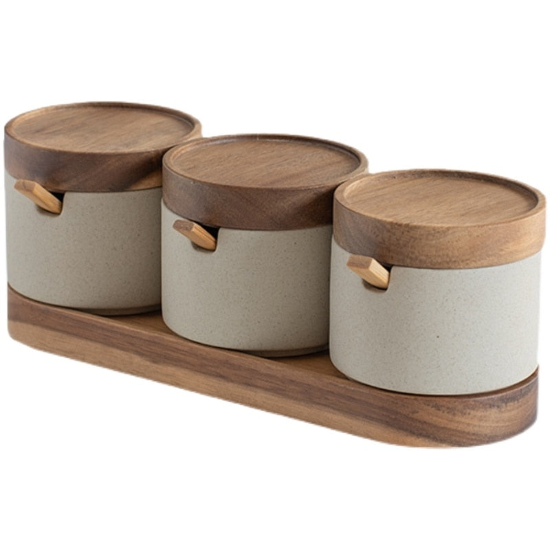 Minimalist Japanese-Style Kitchen Spice Jar And Pot Set