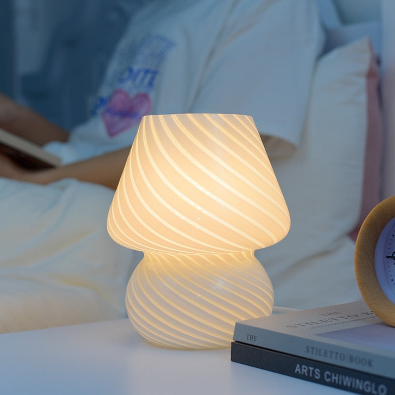 Glass Mushroom-Shape LED Desk Lamp