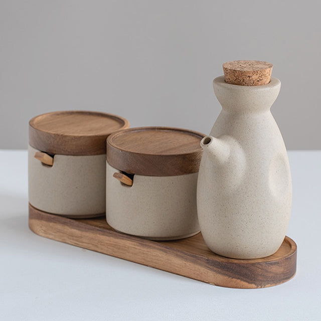 Minimalist Japanese-Style Kitchen Spice Jar And Pot Set