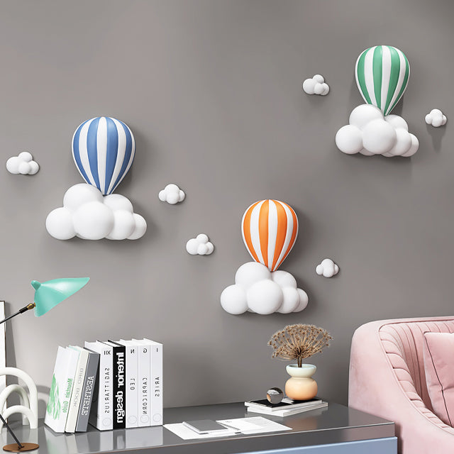 3D Hot Air Balloon and Cloud Wall Hanging