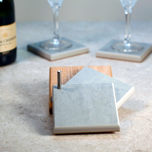 Handmade Resin Coasters with Wood Stand