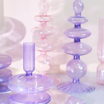 Lilac Glass Candlestick