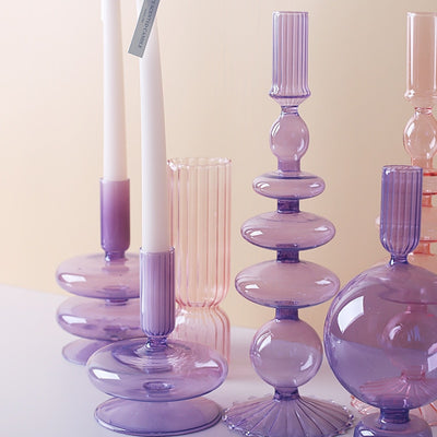 Lilac Glass Candlestick