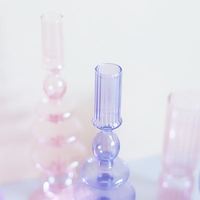 Glass Candlestick & Vase