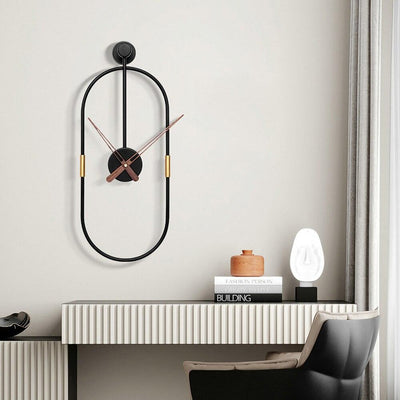 Oblong Minimalist Metal Wall Clock - Glamorous Hangups Ltd