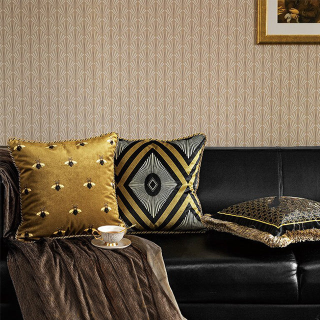 Luxury Bee and Geometric Velvet Cushion Covers