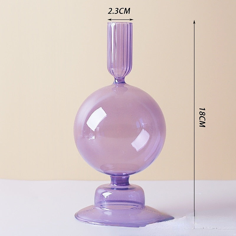 Glass Candlestick & Vase