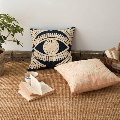 Geometric Eye Embroidered Cushion Cover - Glamorous Hangups Ltd