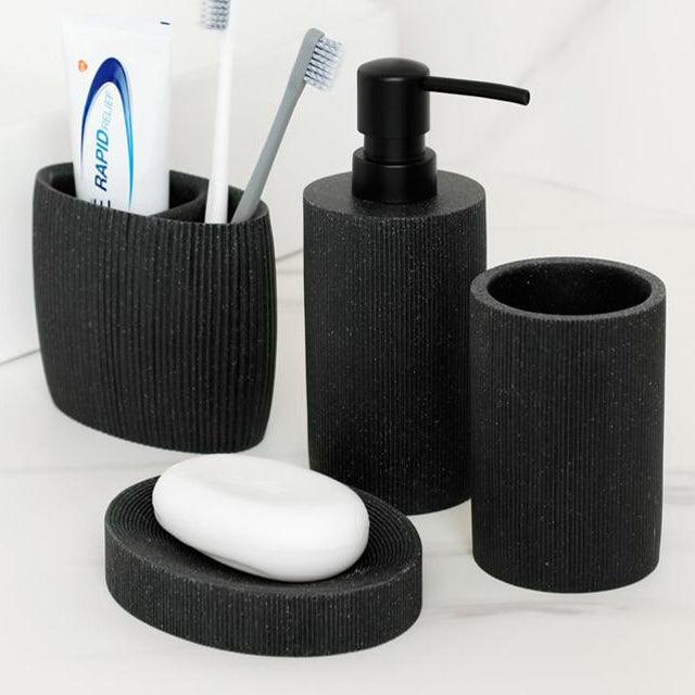 Black Resin Bathroom Accessories Set - Glamorous Hangups Ltd