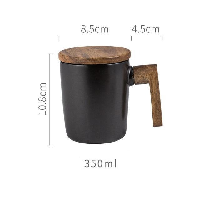 Nordic Coffee Mug with Wooden Handle & Lid - Glamorous Hangups Ltd
