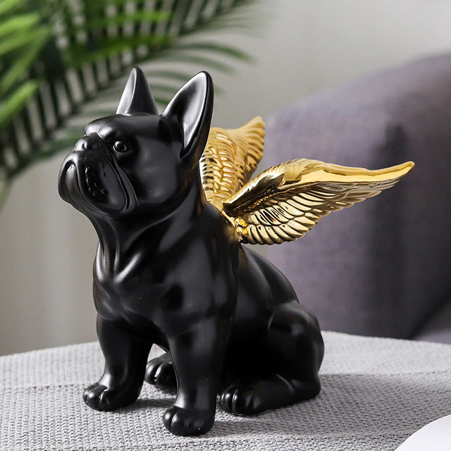 Bulldog With Gold Angel Wings