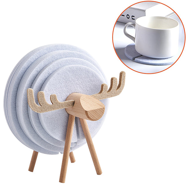 Felt Coasters with Wooden Animal Stand
