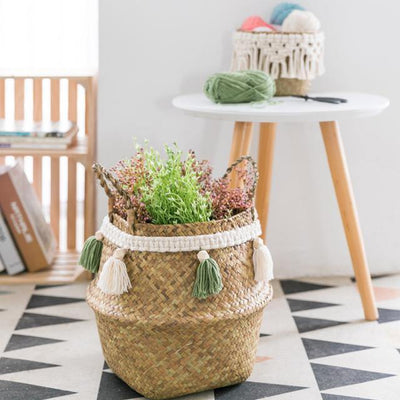 Seagrass Woven Tassel Basket - Glamorous Hangups Ltd