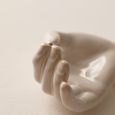 Hand-Shaped Ceramic Incense Holder