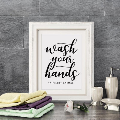 Wash Your Hands You Filthy Animal Canvas Wall Art - Glamorous Hangups Ltd