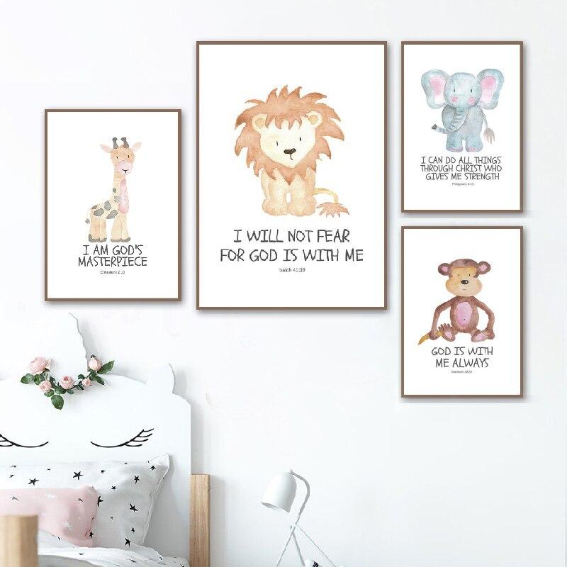 Bible Verse Animal Nursery Wall Art - Glamorous Hangups Ltd