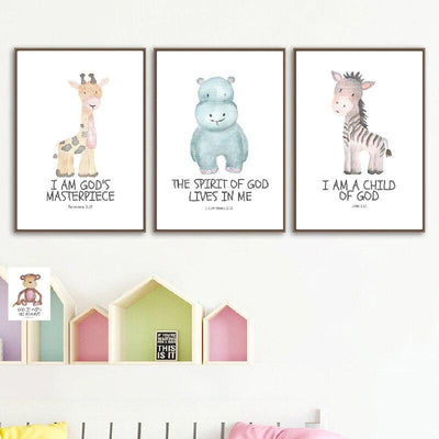 Bible Verse Animal Nursery Wall Art - Glamorous Hangups Ltd
