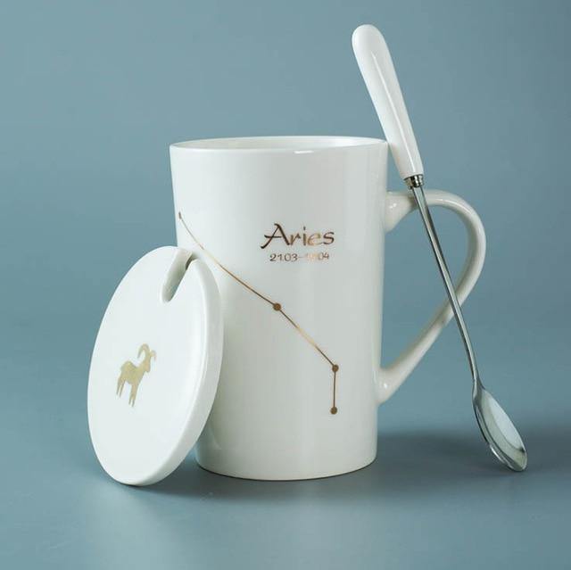In The Stars Zodiac Coffee Mugs with Spoon & Lid - Glamorous Hangups Ltd