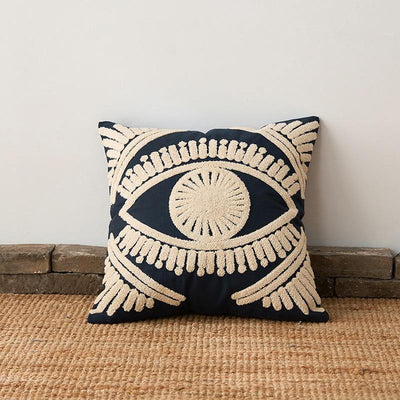 Geometric Eye Embroidered Cushion Cover - Glamorous Hangups Ltd