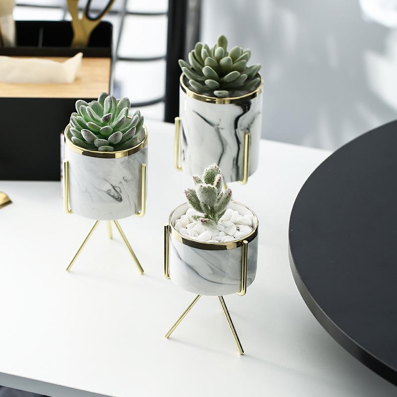 Nordic Marble Succulent Desk Planter - Glamorous Hangups Ltd