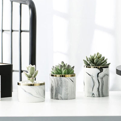 Nordic Marble Succulent Desk Planter - Glamorous Hangups Ltd