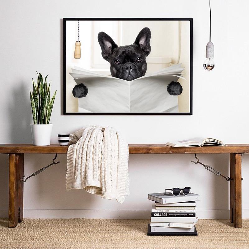 Dog Reading Newspaper Canvas Wall Art - Glamorous Hangups Ltd