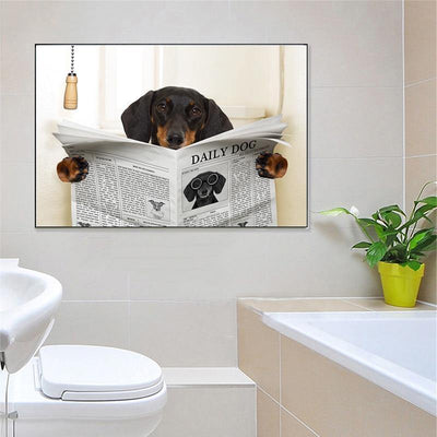Dog Reading Newspaper Canvas Wall Art - Glamorous Hangups Ltd