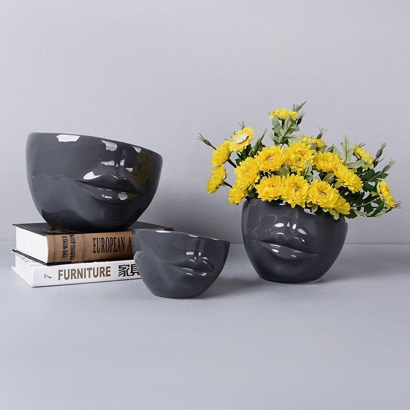 Abstract Ceramic Lips Plant Pot - Glamorous Hangups Ltd