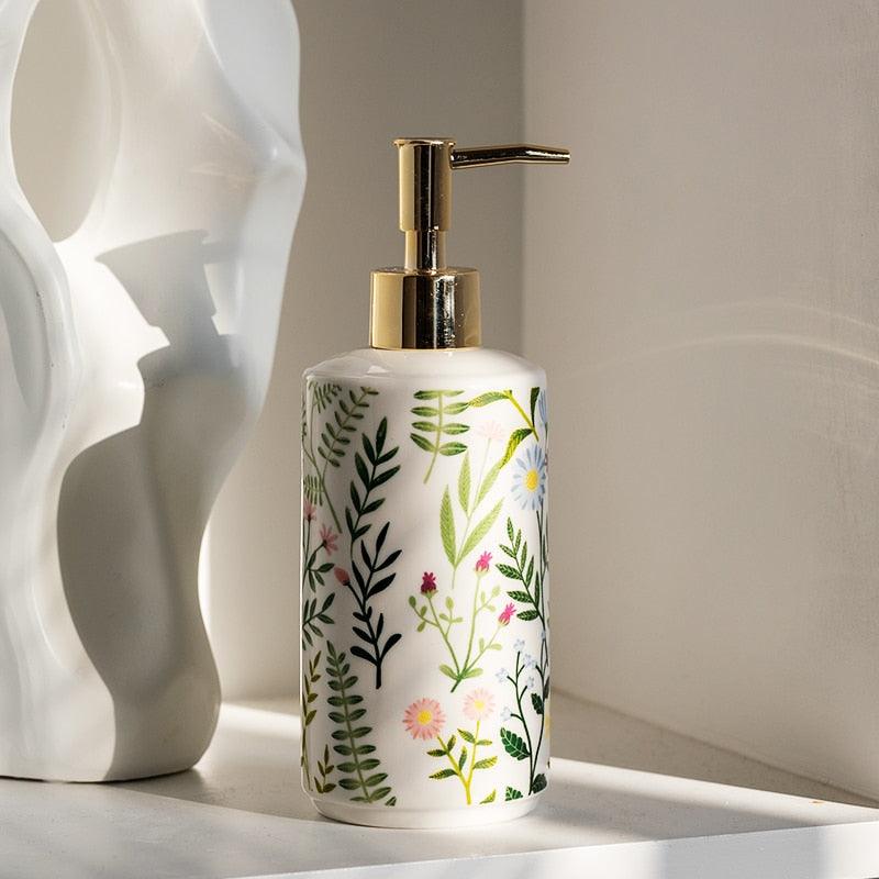 Ceramic Flower Soap Dispenser - Glamorous Hangups Ltd
