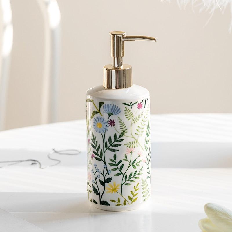 Ceramic Flower Soap Dispenser - Glamorous Hangups Ltd