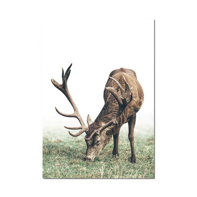 Scandi Deer and Leaf Canvas Wall Art - Glamorous Hangups Ltd